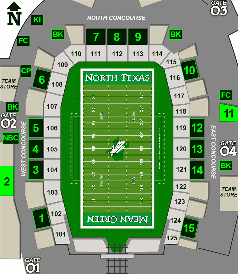 Apogee Stadium concessions map - North Texas Cantina