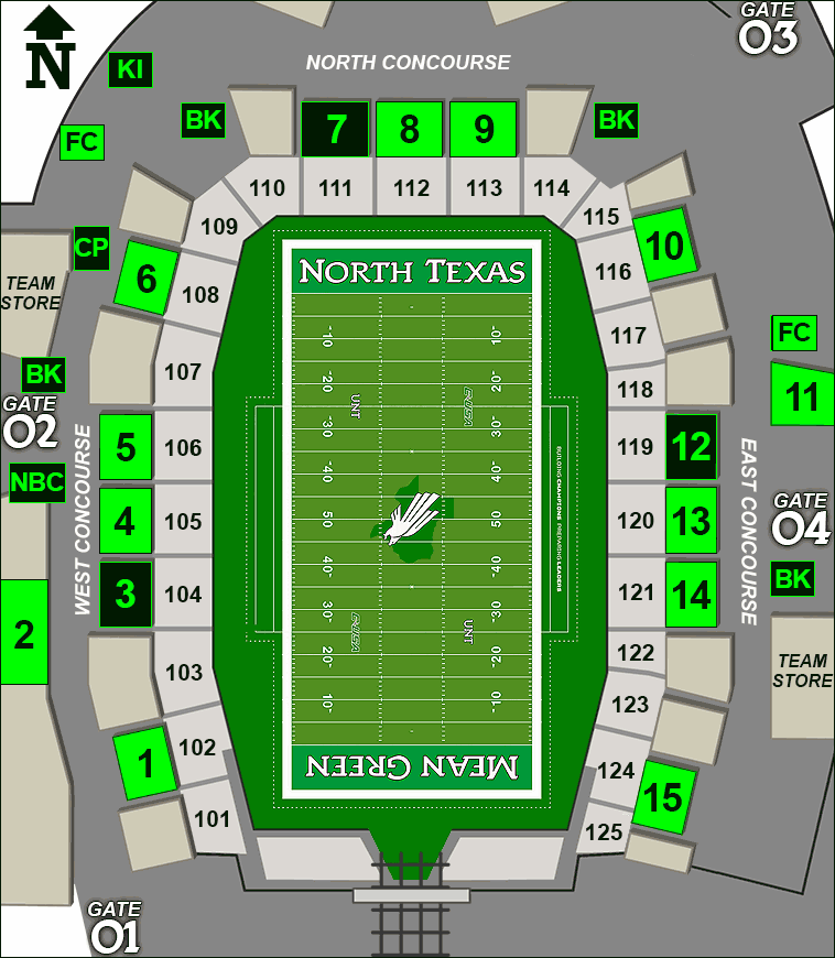 Apogee Stadium concessions map - hot dogs