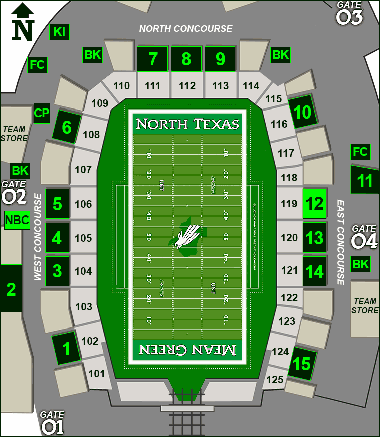 Apogee Stadium concessions map - Nothing Bundt Cakes