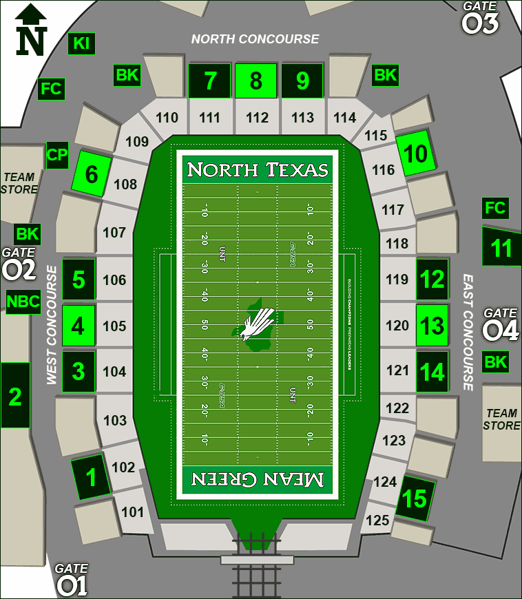 Apogee Stadium concessions map - sausages