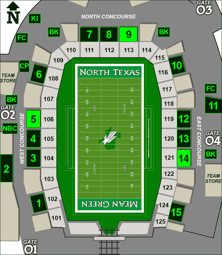 Apogee Stadium concessions map - Victory Grill